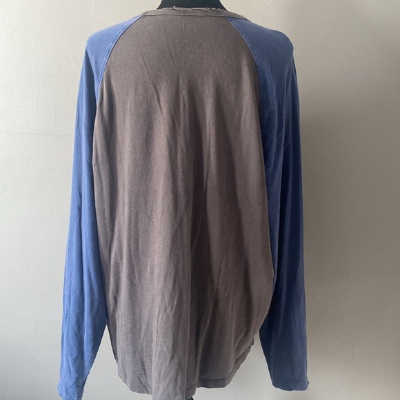 Lucky Brand Genesis Distressed Baseball Long Sleeve Tee Brown & Blue Sz XL NWOT - Picture 5 of 8